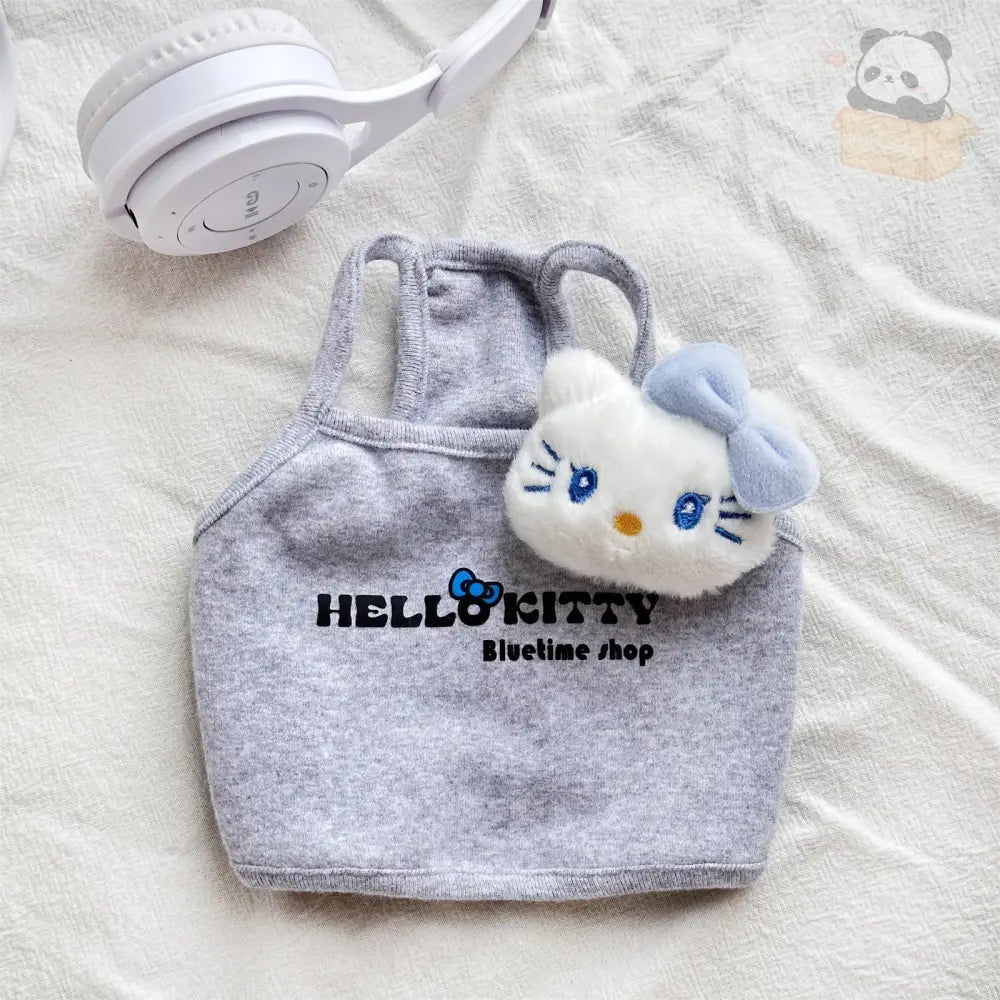 ID581 夏用 セクシー ペット サロペットチョッキ 薄手 おしゃれ ビションフリーゼ トイプードル 子猫 スイートホット グレー / XS ペット用品＞ウェア