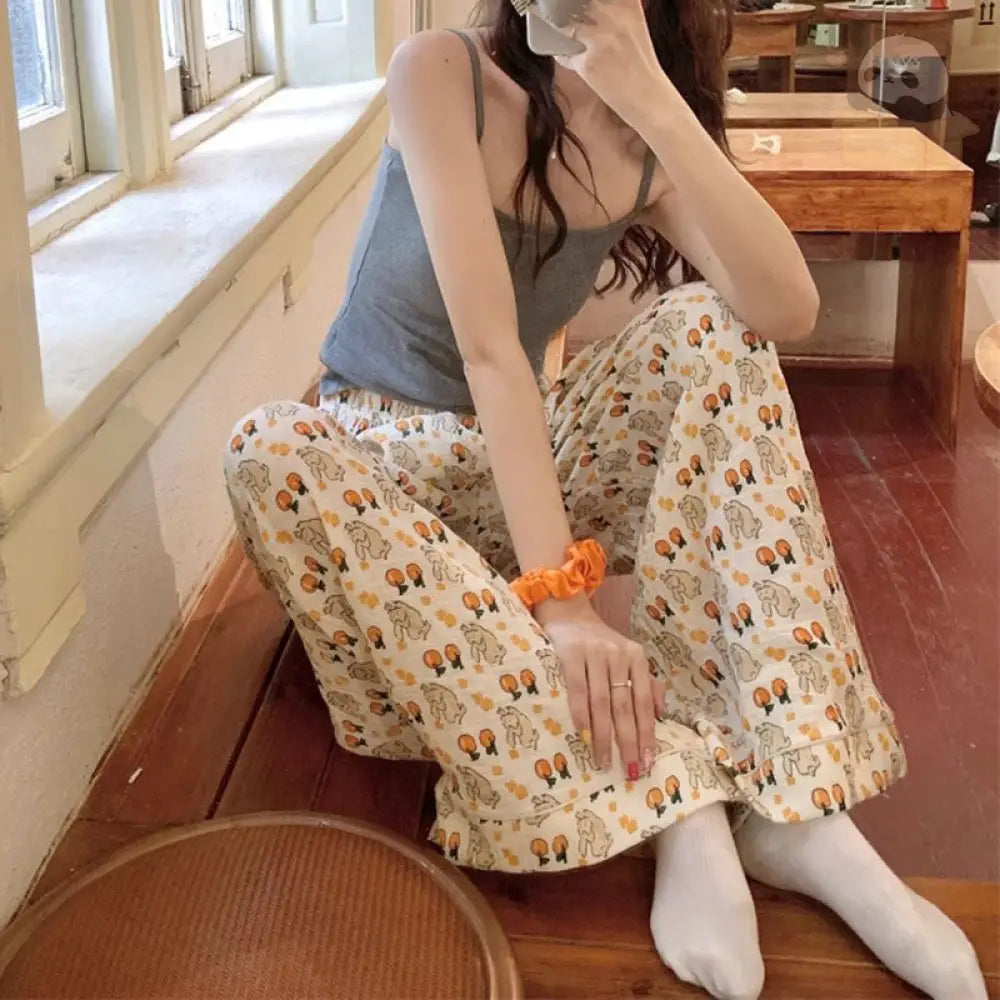 ID595 多色展開 ルームウェア レディース ルームパンツ 可愛い 春 夏 ボトムス さらさら ゆったり パジャマ 部屋着 寝巻き ポケット ウエストゴム カラバリ豊富 リラックス タイプ① / フリー レディース＞ボトムス