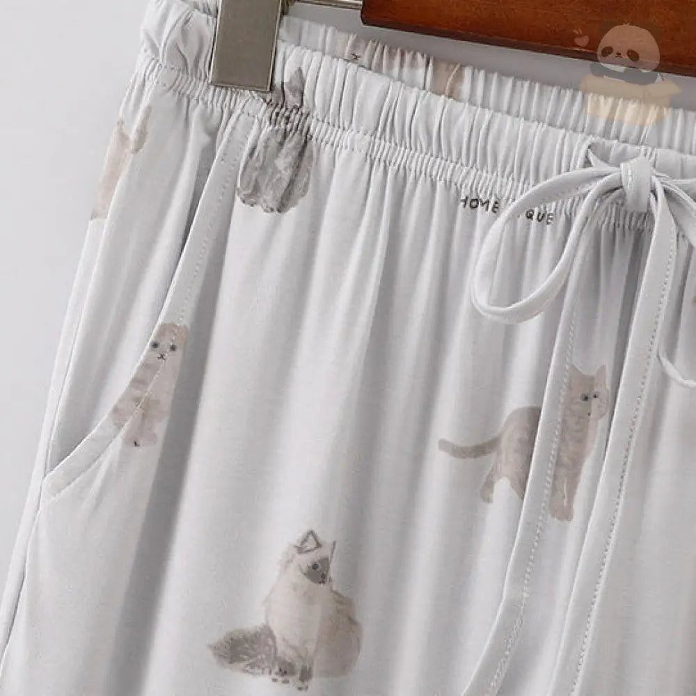 ID644 猫柄 肌触り柔らかい パジャマ レディース 上下セット 母の日 ギフト かわいい おしゃれ ナイトウェア 春 夏 レディース＞セットアップ