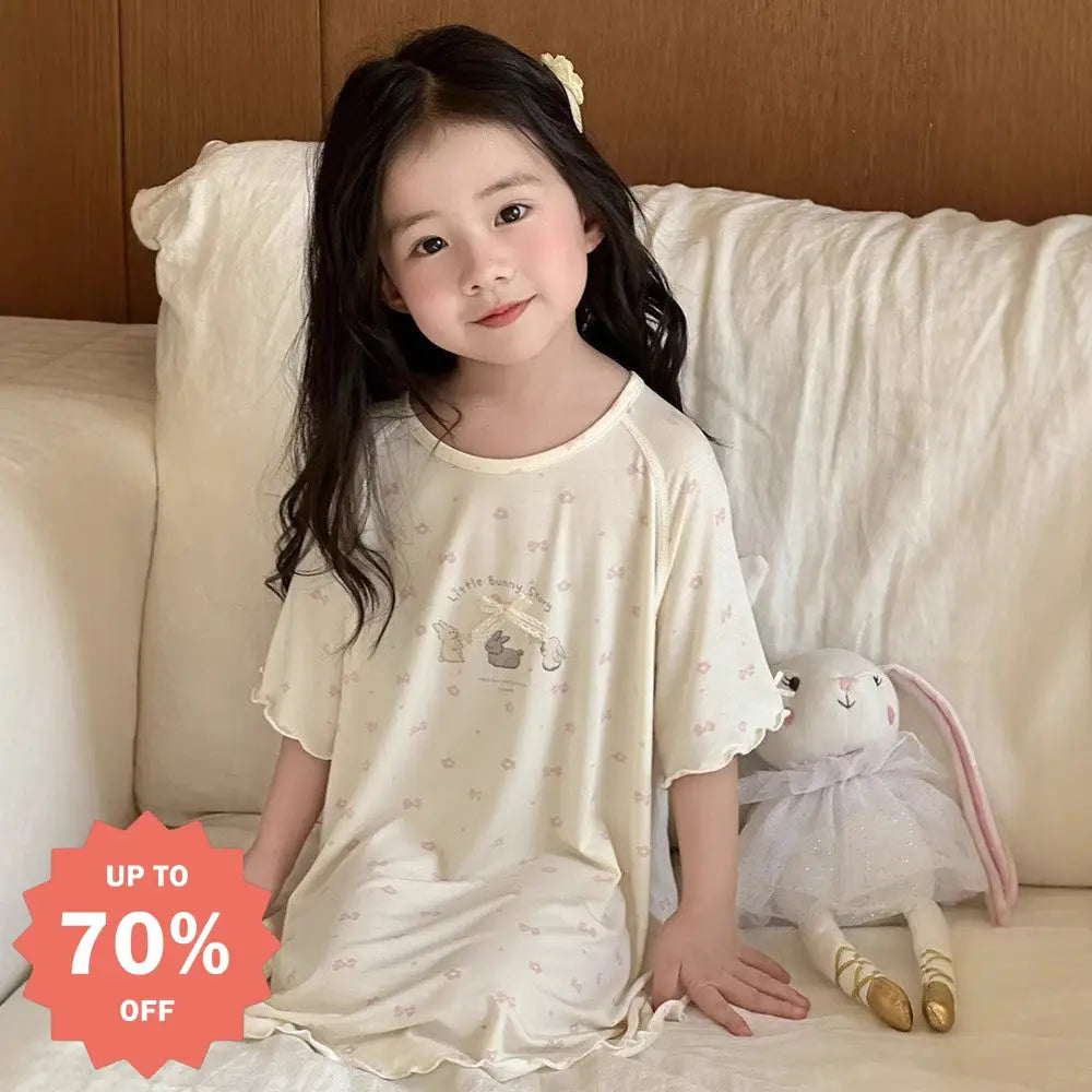 ID665 7カラー キッズ ガールズ ルームウエア ワンピタイプ 半袖 子供服 子供 パジャマ 女の子 ガールズ ベビー 半袖パジャマ ワンピース 部屋着 かわいい おしゃれ 入園 入学 入園グッズ 春 夏 タイプ① / 100cm