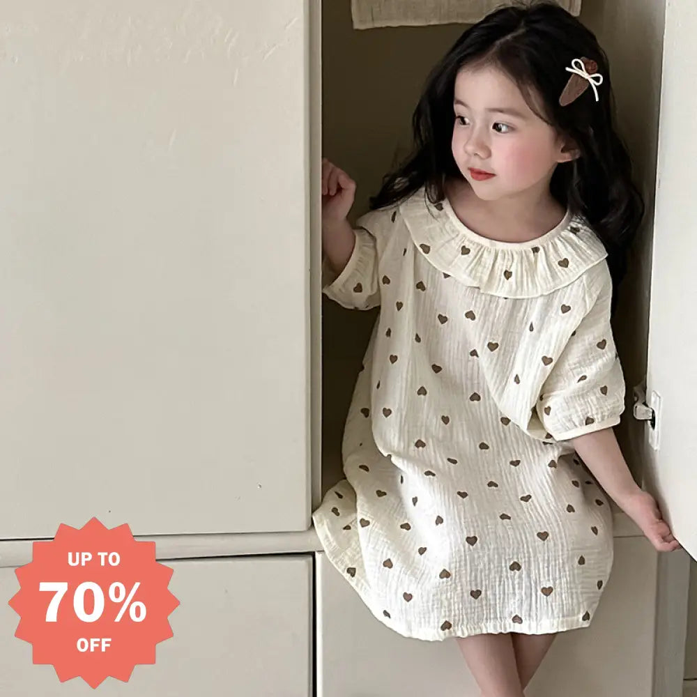 ID666 【お姫様みたいな快適ナイトドレス】キッズ パジャマ 女の子 半袖 ワンピース プリンセス 子供 ロング ルームウェア 女の子ドレス 子ども 春夏 夏物 寝巻き くすみカラー タイプ① / 100cm ベビー＆キッズ＞キッズ