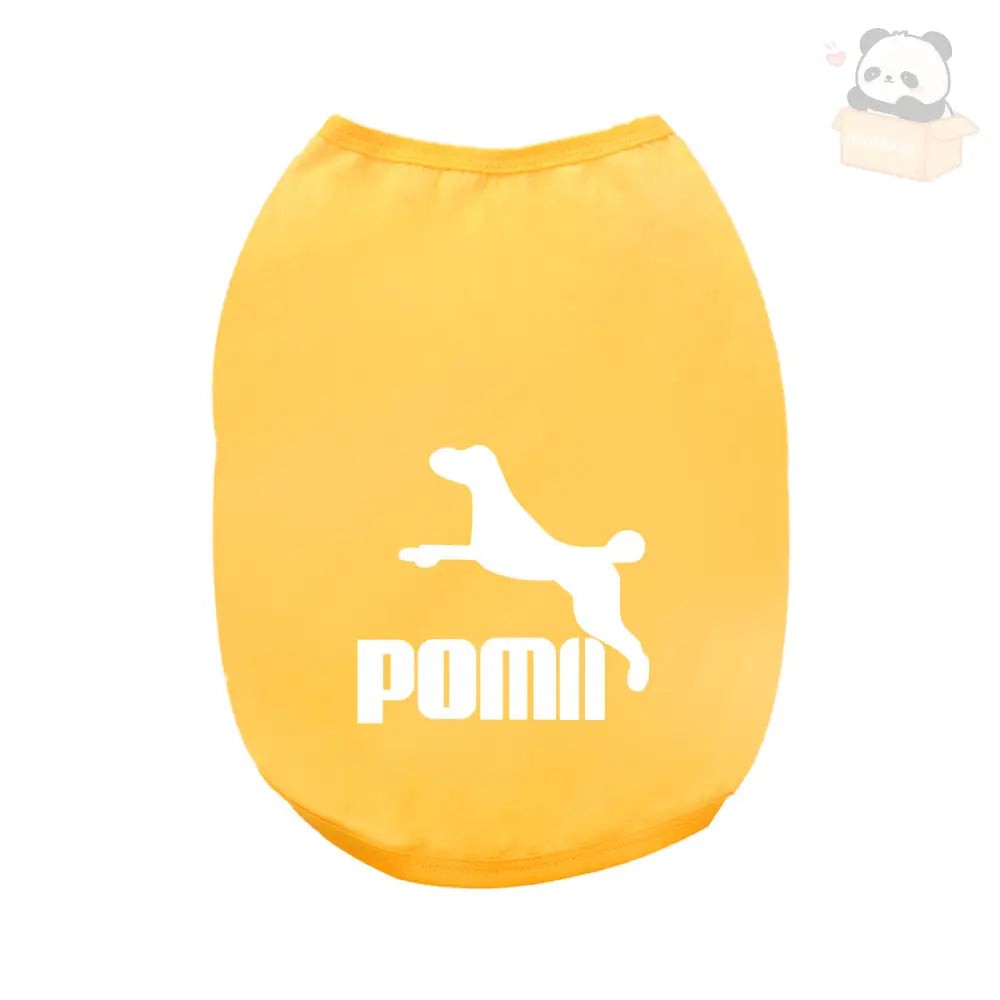 ID678 犬服 POMII ドッグウェア タンクトップ 春夏 かわいい 袖なし 男の子 女の子 大型犬 お散歩 お出かけウェアに 小型犬 中型犬 お祝い 記念パーティー 伸縮性あり 可愛い オシャレ インスタ映え イエロー / XS