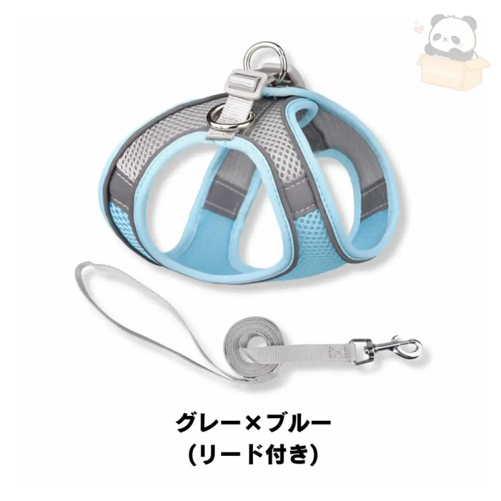 ID829 ハーネスセット 犬 猫 小型犬 中型犬 メッシュ 散歩 光反射素材 光る かわいい おしゃれ オレンジ 調整 通気性 ブルー フィット キャット お洒落 はーねす 子犬 子ネコ 成犬用 こねこ 脱げない イエロー タイプ②