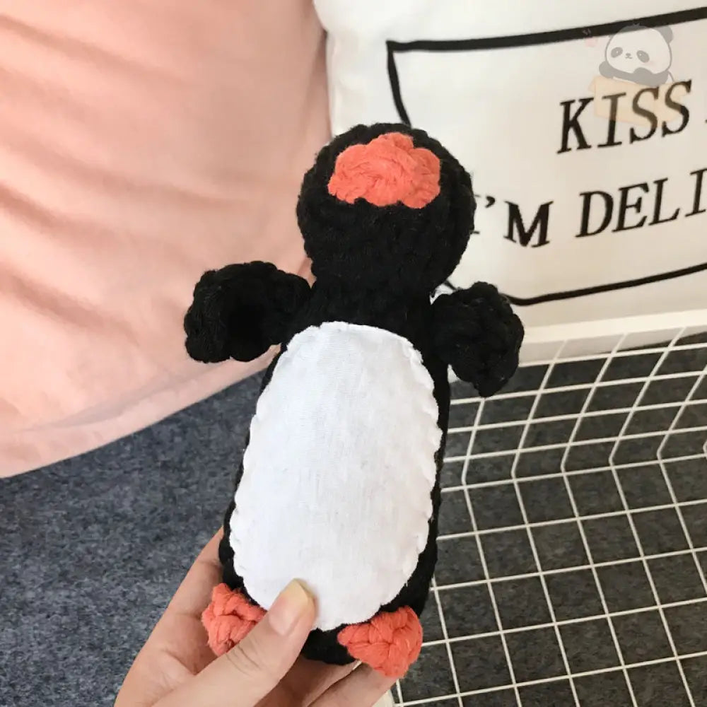 ID836 ペットおもちゃ 子犬用 歯磨き 綿ロープ 結び目 噛む耐久性 トイプードル ビション・フリーゼ 小型犬 安全素材 洗える 引っ張り遊び おもちゃ人形 ペンギン（12×18cm） ペット用品＞おもちゃ