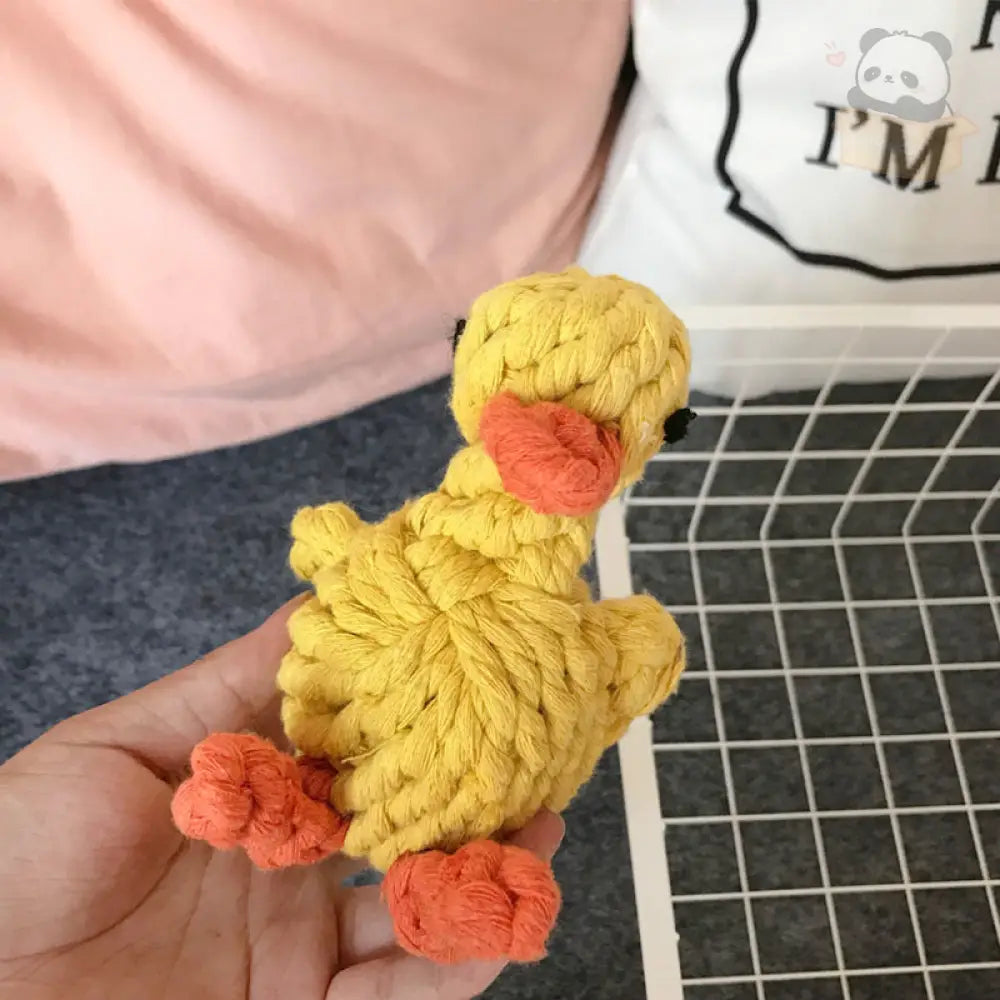 ID836 ペットおもちゃ 子犬用 歯磨き 綿ロープ 結び目 噛む耐久性 トイプードル ビション・フリーゼ 小型犬 安全素材 洗える 引っ張り遊び おもちゃ人形 アヒル（9×15cm） ペット用品＞おもちゃ