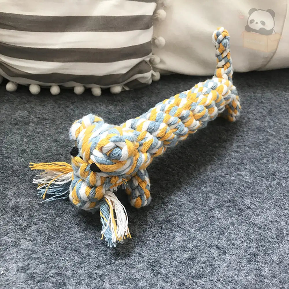 ID836 ペットおもちゃ 子犬用 歯磨き 綿ロープ 結び目 噛む耐久性 トイプードル ビション・フリーゼ 小型犬 安全素材 洗える 引っ張り遊び おもちゃ人形 トラ（21×7cm） ペット用品＞おもちゃ