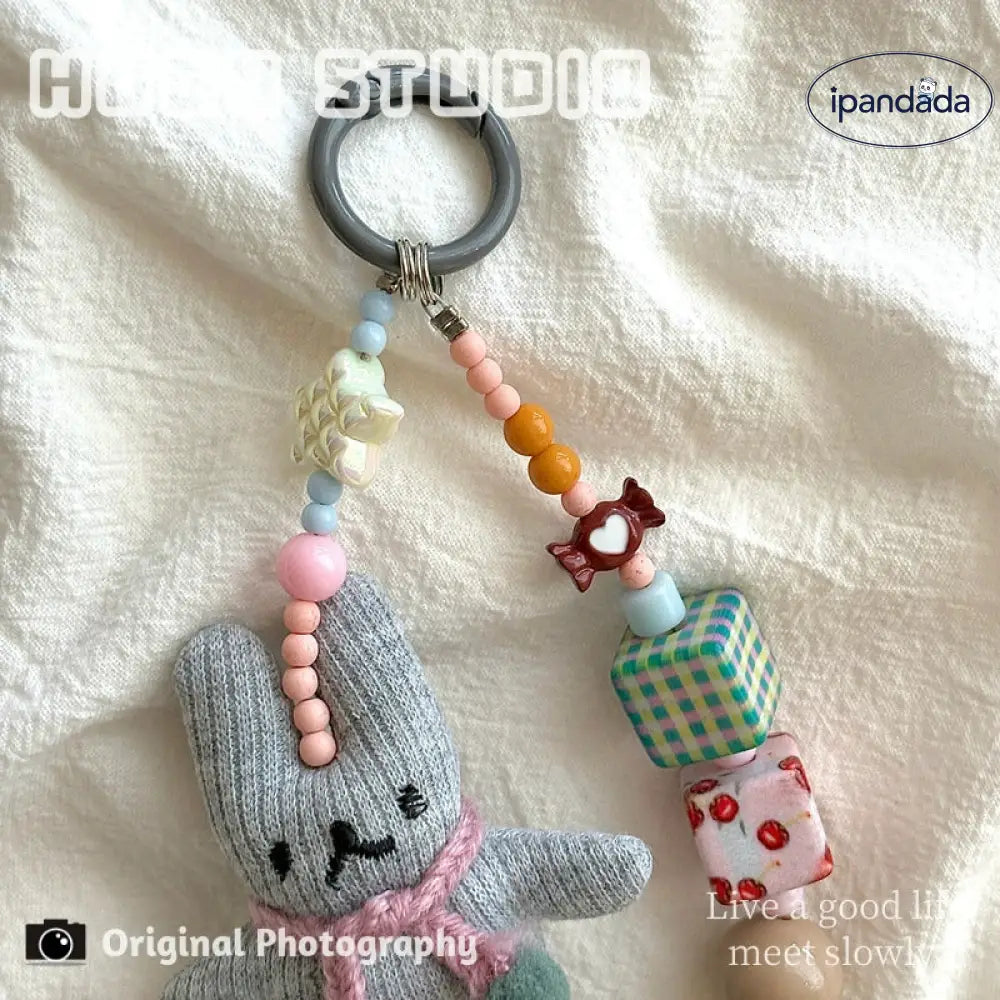 インスタ風 ネックウォーマー うさぎ ビーズ スマホ チェーン バッグチャーム スマホケース ホルダー デコレーション かわいい ID2159