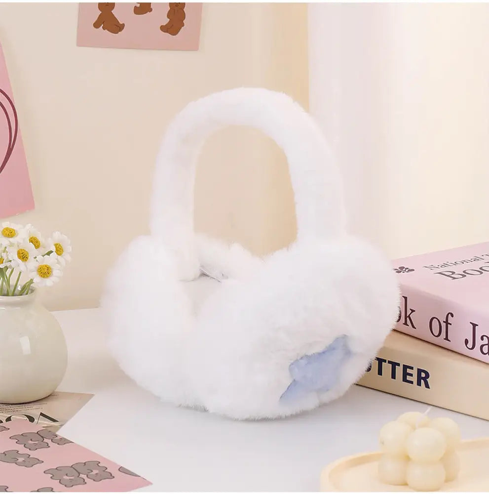 イヤーマフ 保温 冬用 バタフライボウ 毛フリース 耳保護 レディース 大人用 屋外 防風 防寒 イヤーマフ ID3112 ブルー