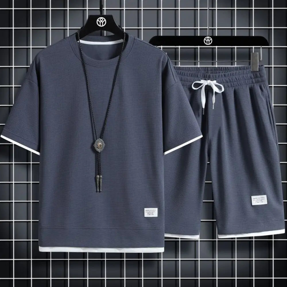 ID588 ジャージ上下 メンズ 半袖 セットアップ 上下セット 無地Tシャツ 短パン ワッフル編み スポーツウェア ハーフパンツ ルームウェア お兄系 パジャマ ナイトウェア 春 夏用 ランニング ウォーキング 散歩 メンズファッション
