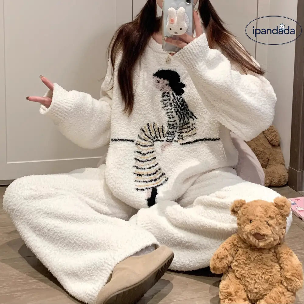 極暖 パジャマ セット 冬用 厚手 保温 ルームウェア 大きいサイズ 部屋着 セット ID3976