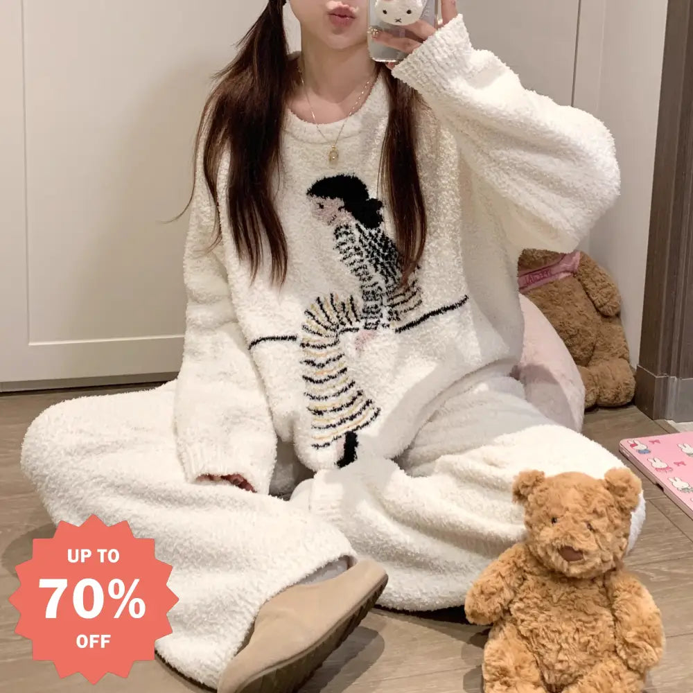 極暖 パジャマ セット 冬用 厚手 保温 ルームウェア 大きいサイズ 部屋着 セット ID3976 写真通り / M