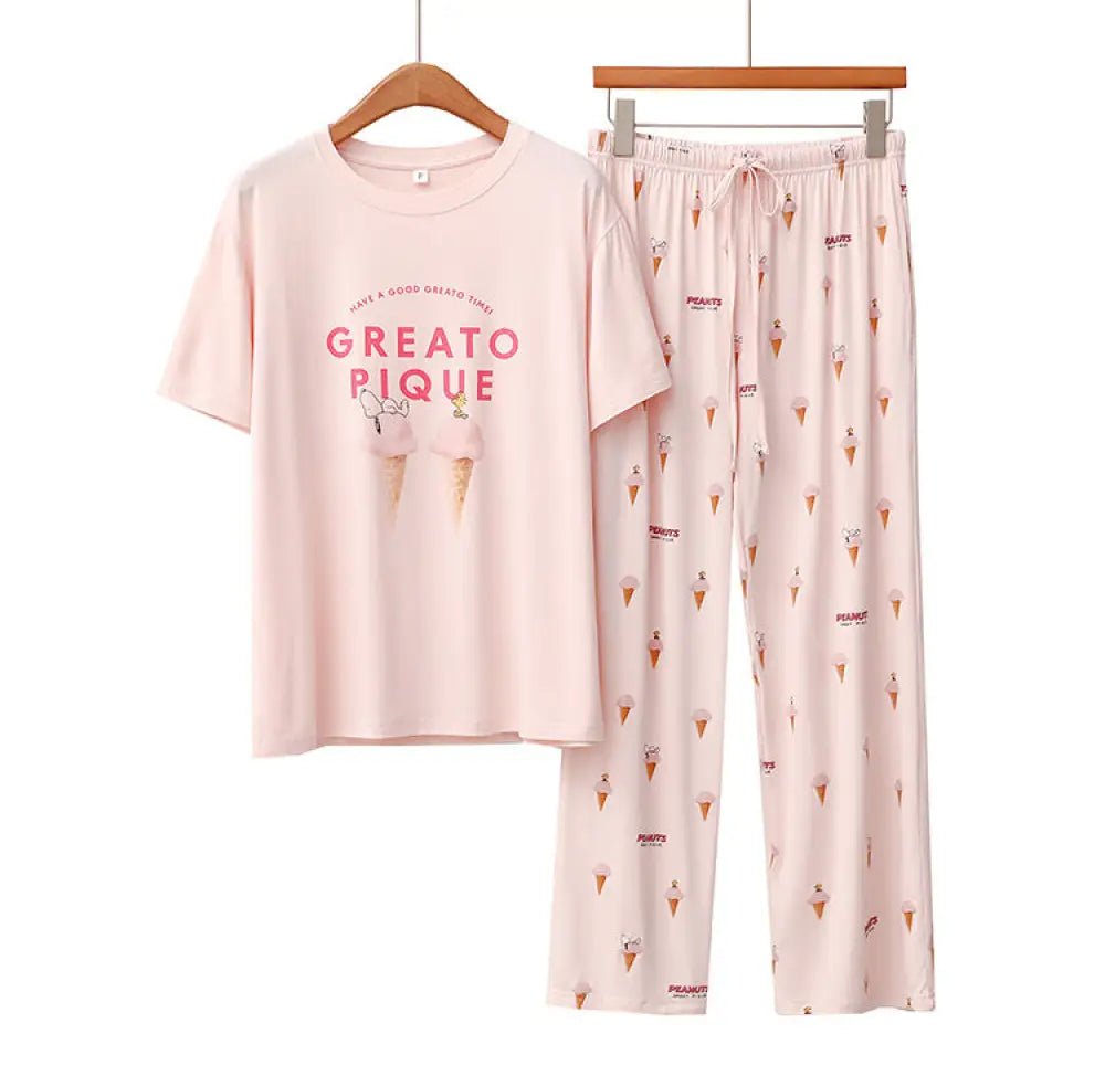 ID507 パジャマ レディース 部屋着 ルームウェア レディース かわいい 上下 セット 夏 涼しい ナイトウェア ゆったり 五分袖 寒暖差 ギフト プレゼント リラックス ピンク / フリー レディース＞セットアップ