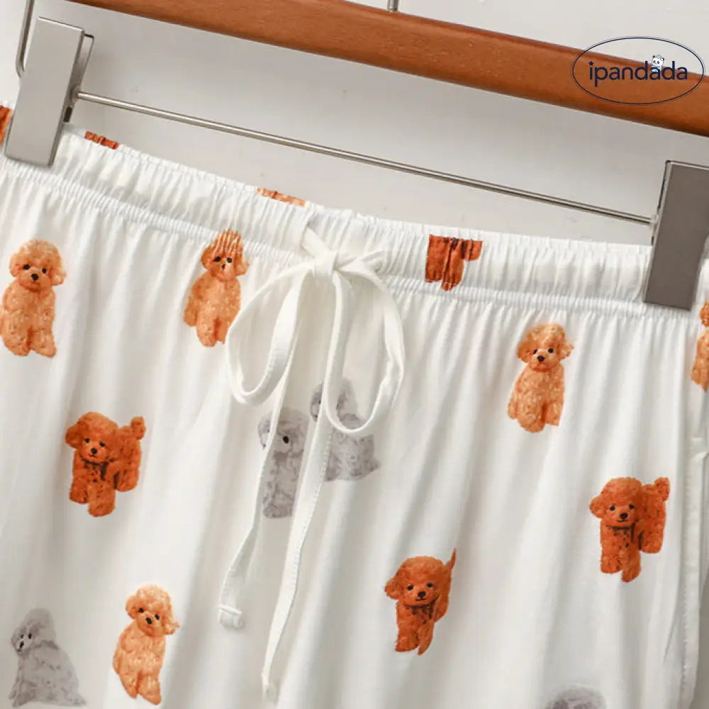 ID517 3色展開 犬柄 セットアップ トップス 部屋着 ルームウェア レディース 大きいサイズ 春 夏 ゆったり 上下 セット 半袖 着心地 肌触り 敏感肌 乾燥肌 レディース＞セットアップ