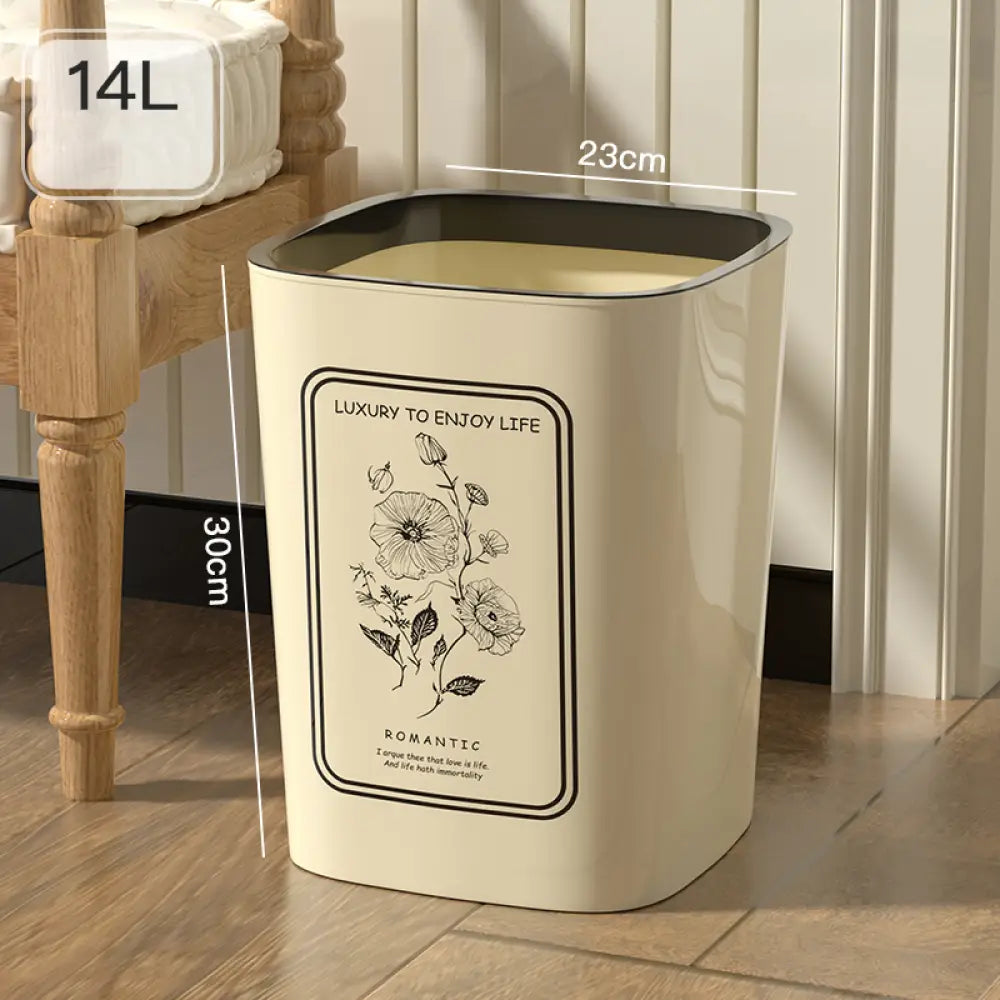 家庭用 ゴミ箱 寝室・リビング 大容量 キッチン・トイレ・バスルーム 高デザインクリームカラー 蓋なし 創造的 ID2197 一つ / L インテリア雑貨>その他
