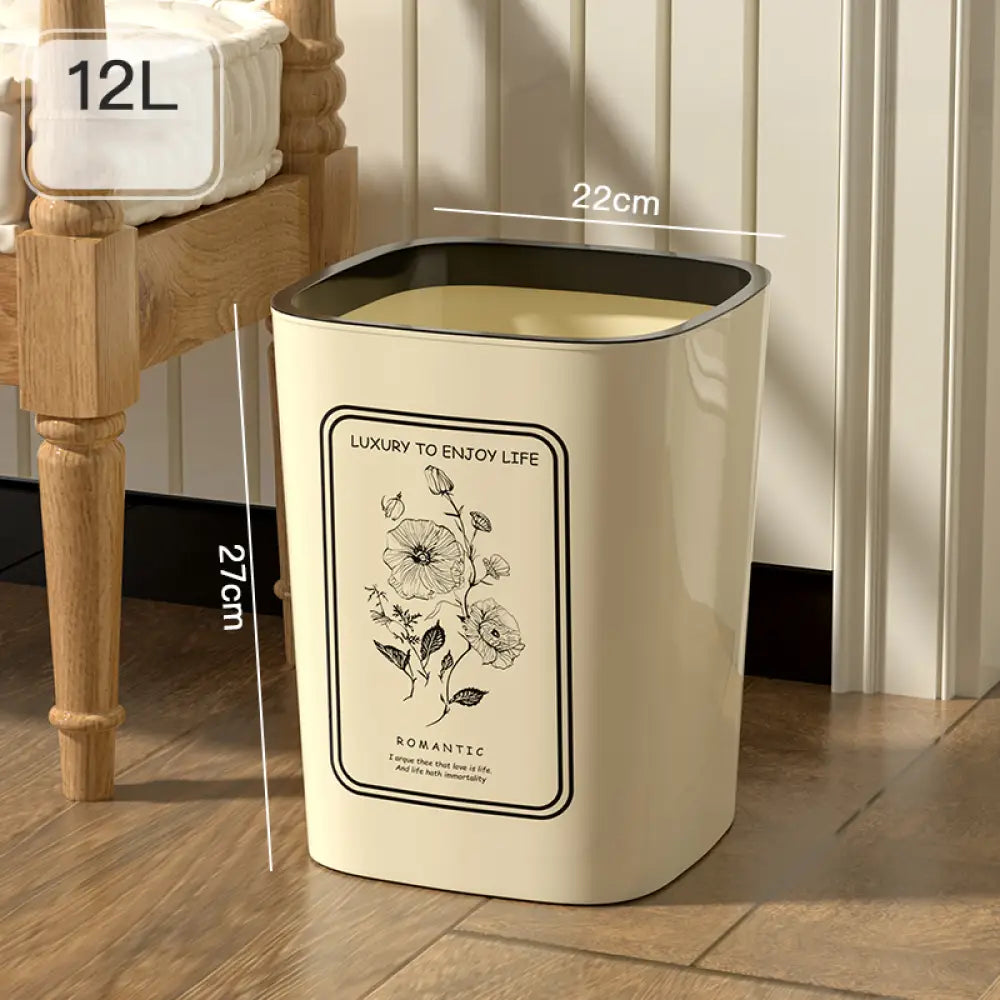 家庭用 ゴミ箱 寝室・リビング 大容量 キッチン・トイレ・バスルーム 高デザインクリームカラー 蓋なし 創造的 ID2197 一つ / M インテリア雑貨>その他