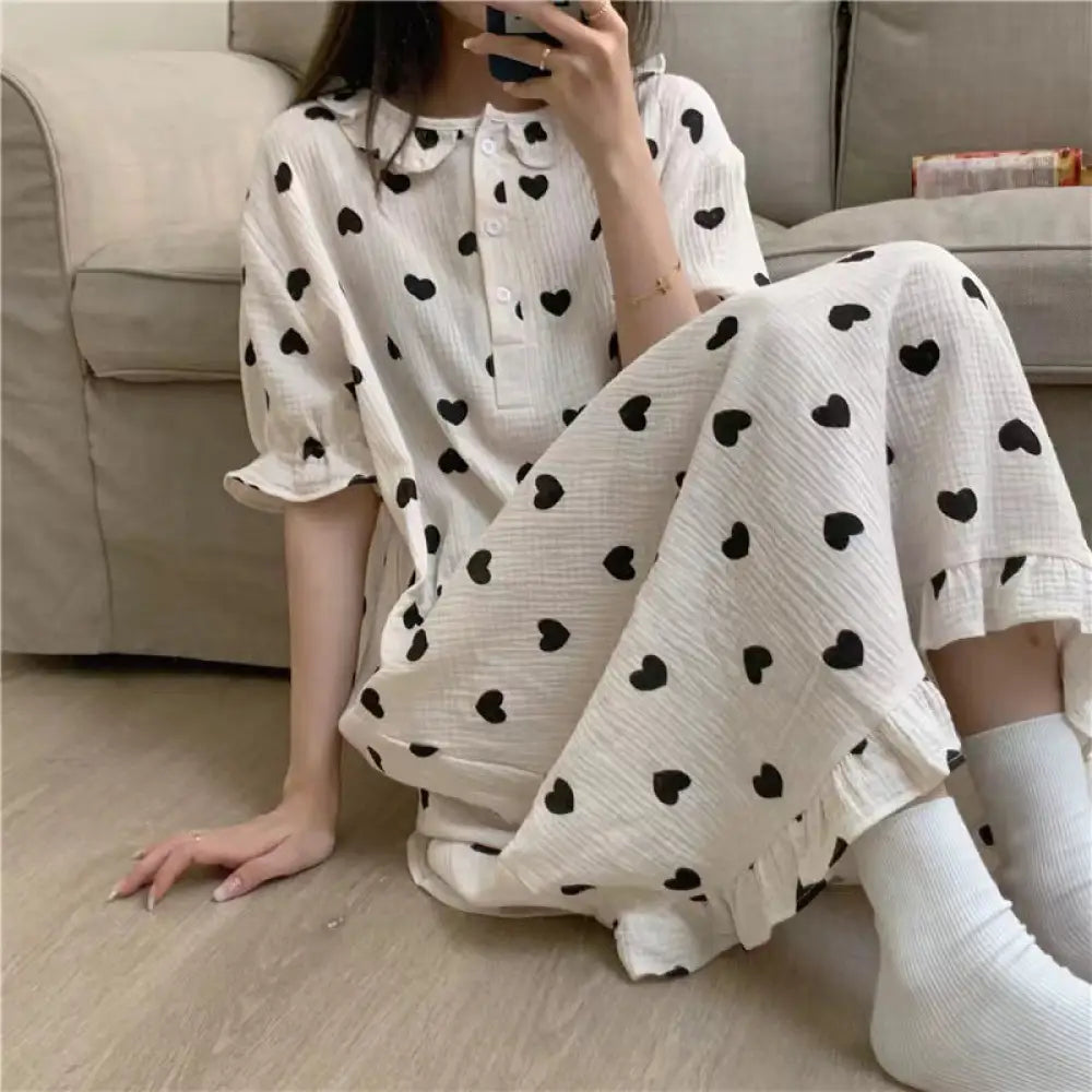 インスタ風 ルームウェア レディース 夏用 薄手 パフスリーブ ミディ丈 ナイトドレス ゆったり ショートスリーブ かわいい 学生用 パジャマ ID1809 タイプ① / M レディース>ワンピース