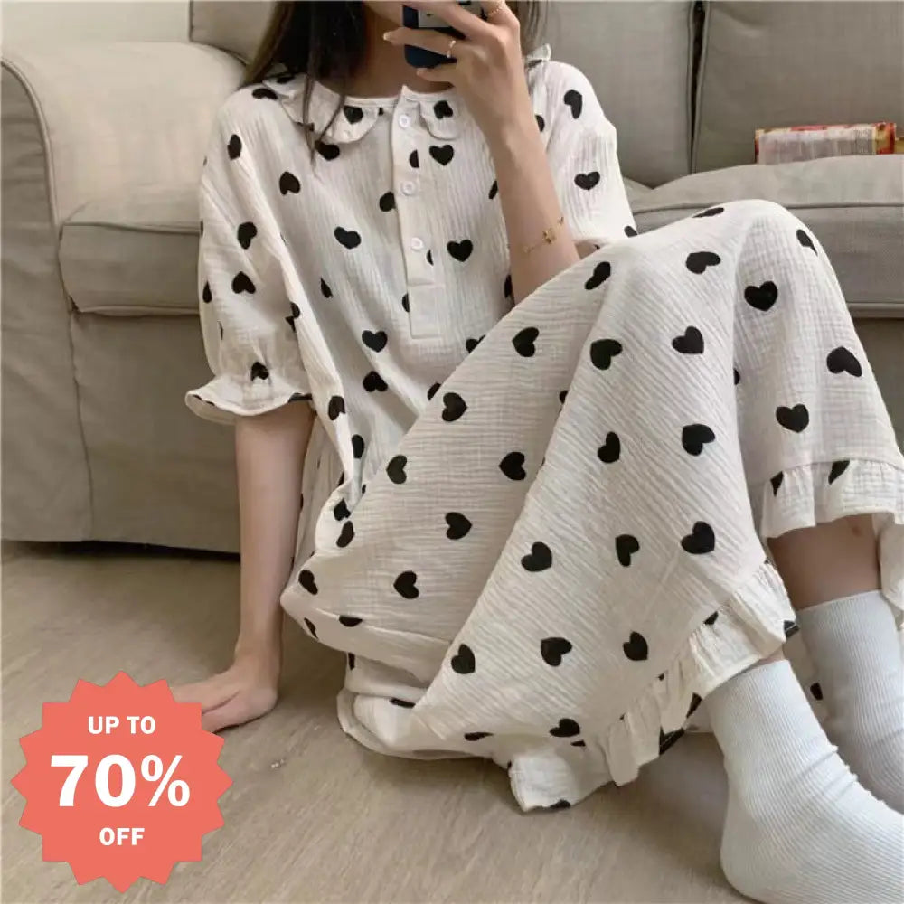 インスタ風 ルームウェア レディース 夏用 薄手 パフスリーブ ミディ丈 ナイトドレス ゆったり ショートスリーブ かわいい 学生用 パジャマ ID1809