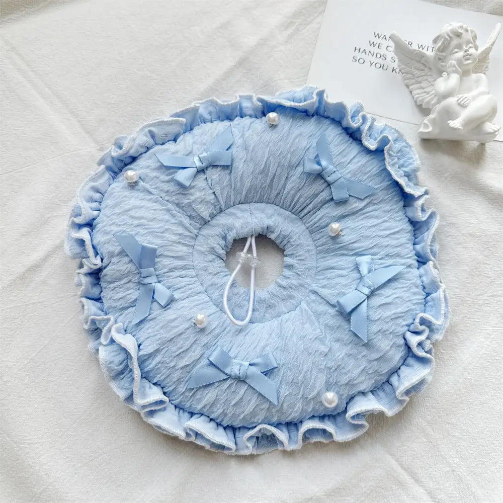 ID465 首輪 カラー エリザベス 術後 傷舐め 防止 かわいい おしゃれ 去勢手術 首 保護 エリザベスカラー 術後ケア ペット用ネッカー ブルー / S ペット用品