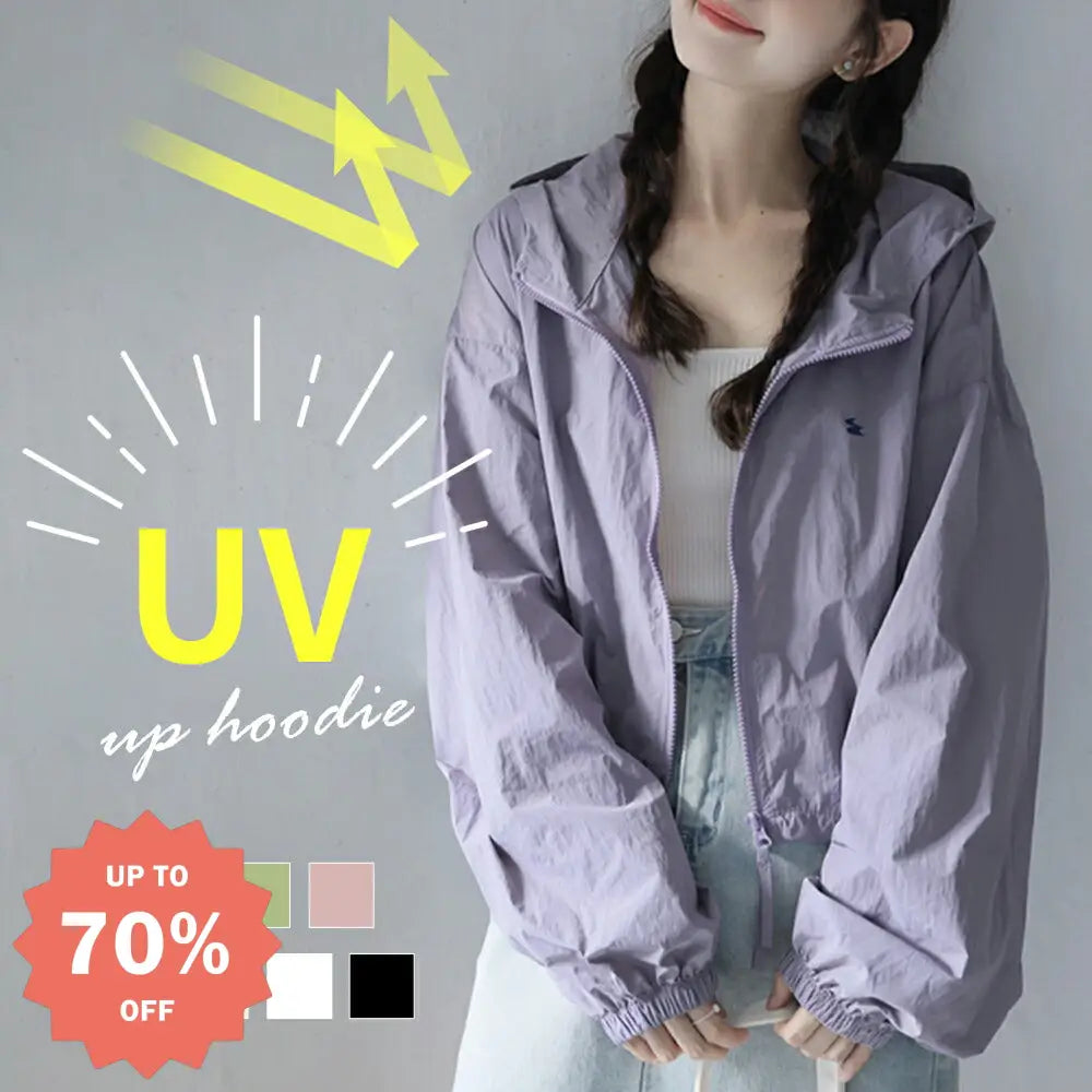 ID1565 UV パーカー UPF50+ UVパーカー レディース 薄手 UVカット ショート丈 ジャケット ラッシュガード 紫外線対策 ブルゾン ダブルジップファスナー カラフル クロップド丈 かわいい  おしゃれ 春夏 夏