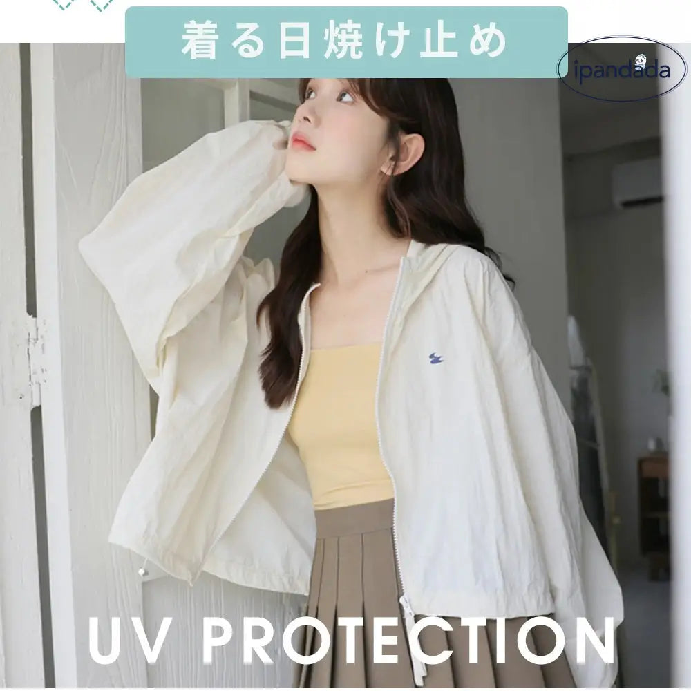 ID1565 UV パーカー UPF50+ UVパーカー レディース 薄手 UVカット ショート丈 ジャケット ラッシュガード 紫外線対策 ブルゾン ダブルジップファスナー カラフル クロップド丈 かわいい  おしゃれ 春夏 夏