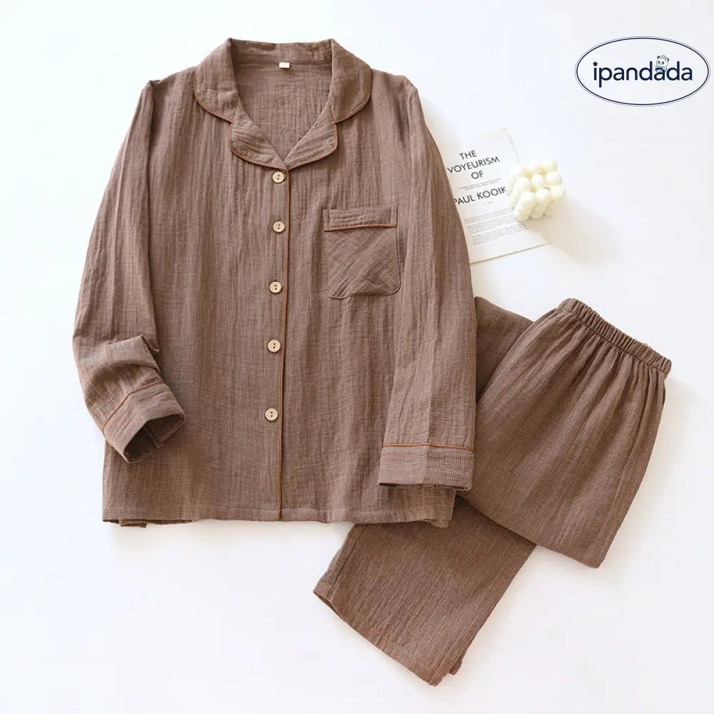 春秋 二重ガーゼ カップル パジャマ レディース 綿100% 部屋着 敬老の日 チェック 全棉 色織り 薄手 メンズ シンプル ルームウェア ID2202