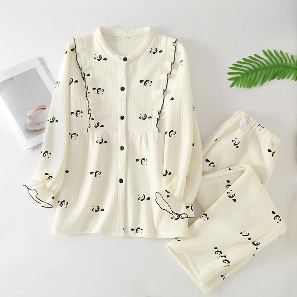 エアコットン 産後 授乳服 秋冬 ピュアコットン 妊婦パジャマ 秋冬シーズン 大きいサイズ 妊娠期間用 パジャマセット ID2328