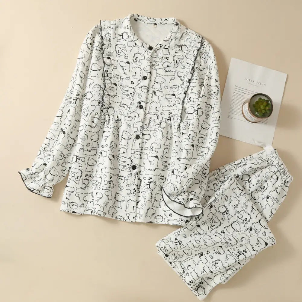 エアコットン 産後 授乳服 秋冬 ピュアコットン 妊婦パジャマ 秋冬シーズン 大きいサイズ 妊娠期間用 パジャマセット ID2328 タイプ③ / M