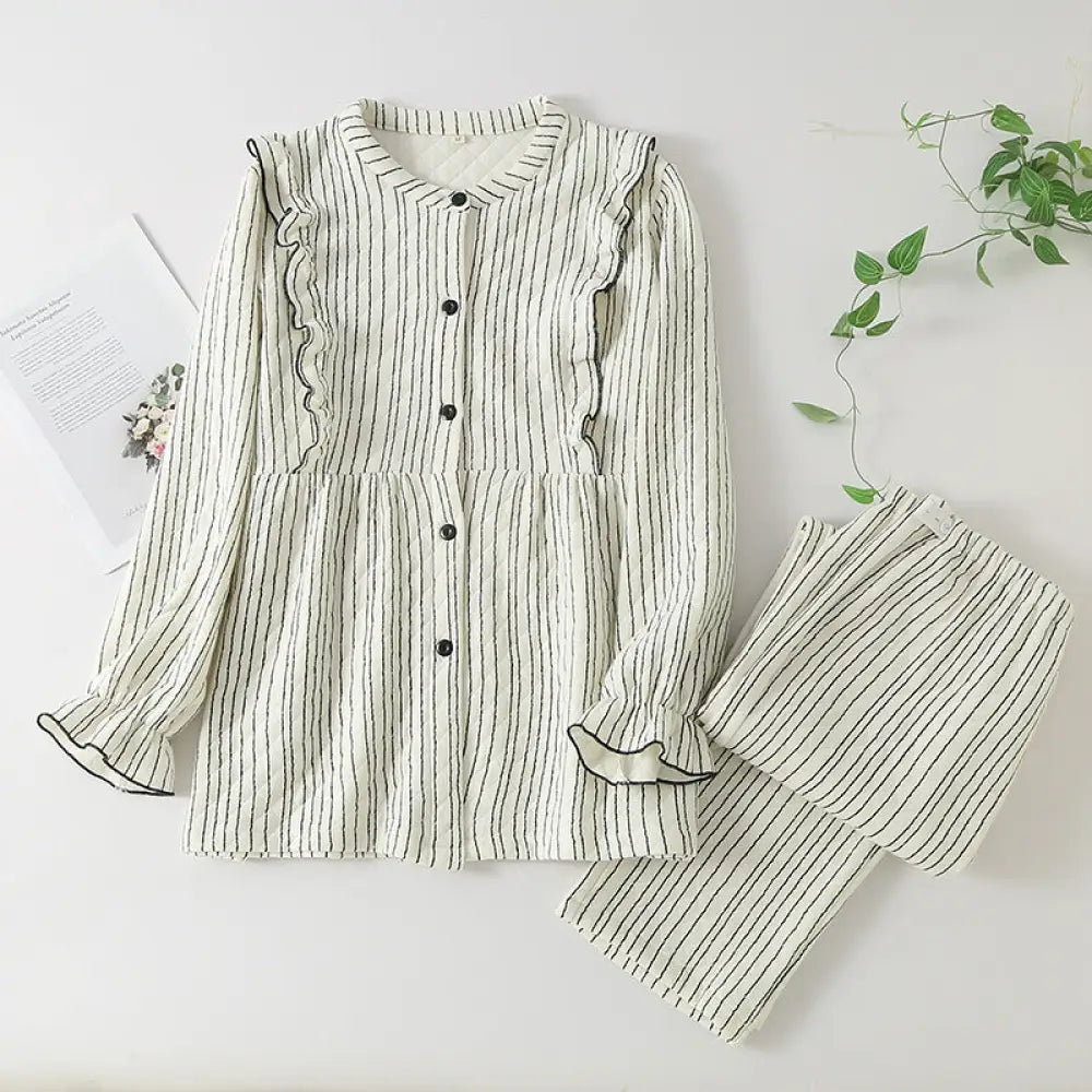 エアコットン 産後 授乳服 秋冬 ピュアコットン 妊婦パジャマ 秋冬シーズン 大きいサイズ 妊娠期間用 パジャマセット ID2328 タイプ④ / M