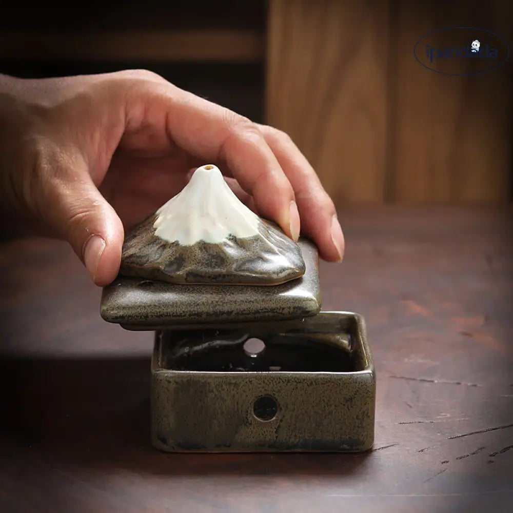 ID1067 富士山 手作り陶器 香炉 家庭用 室内 沈香プレート 線香立て インテリア香薰オブジェ 写真通り① 寝具＞フレグランス