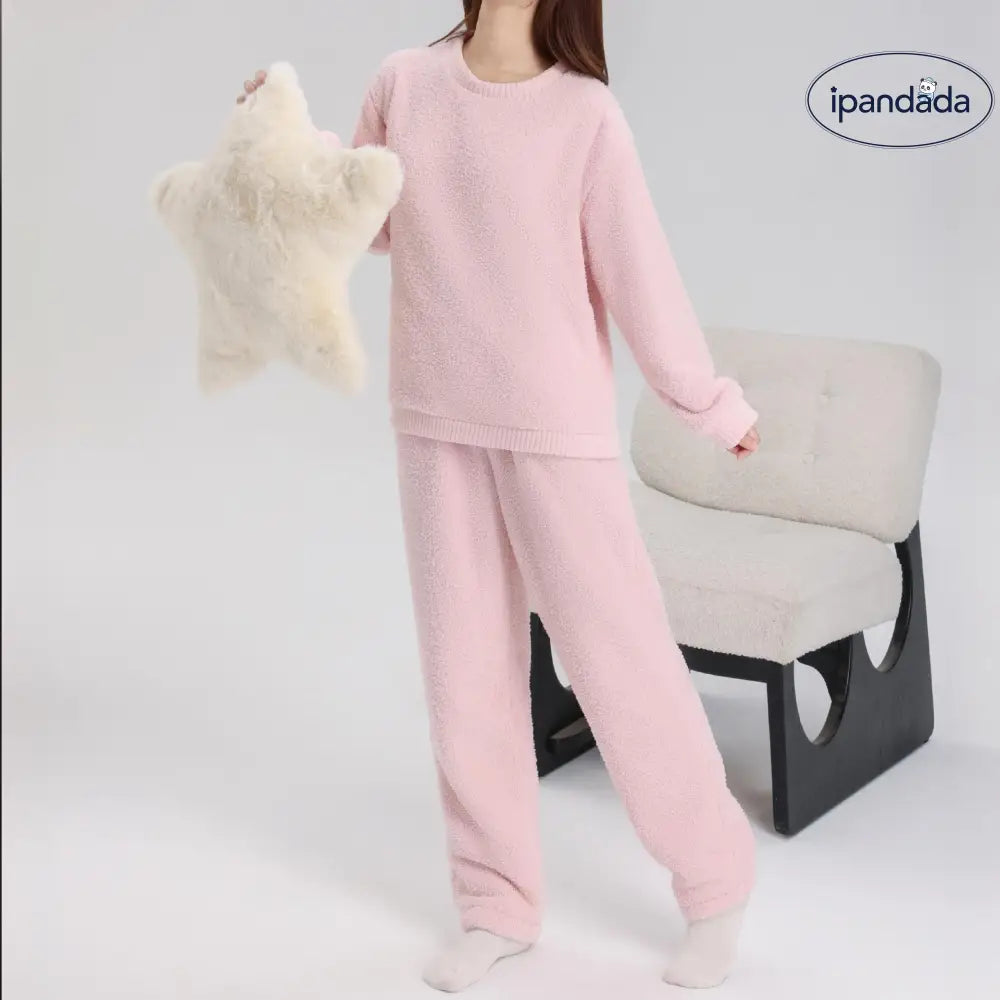 フリース パジャマ 男女兼用 秋冬用 フランネル 厚手 サンゴフリース カップル ルームウェア ラウンドネック プルオーバー ID2346