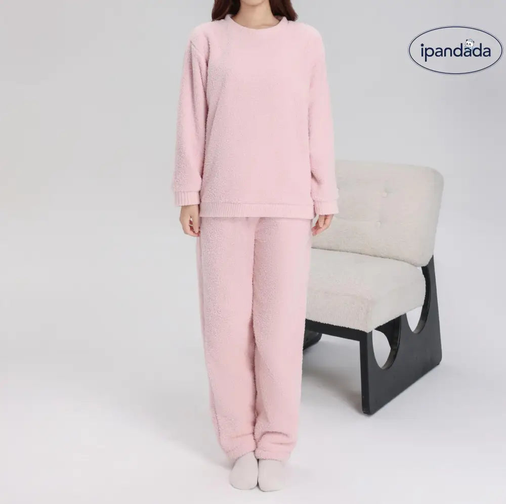 フリース パジャマ 男女兼用 秋冬用 フランネル 厚手 サンゴフリース カップル ルームウェア ラウンドネック プルオーバー ID2346
