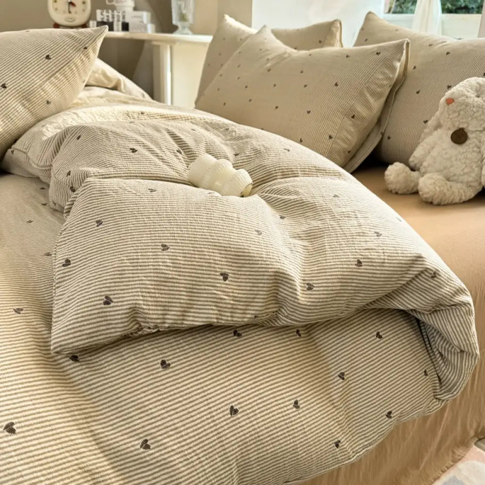 インスタ風ユニークダブルレイヤーガーゼ布団カバー 150x200x230 シングルサイズ 1.5メートル ベッド用 布団カバー 単品・100% コットン 宿舎用 ID2138 タイプ① / 掛け布団カバー 150*200 寝具>寝具セット