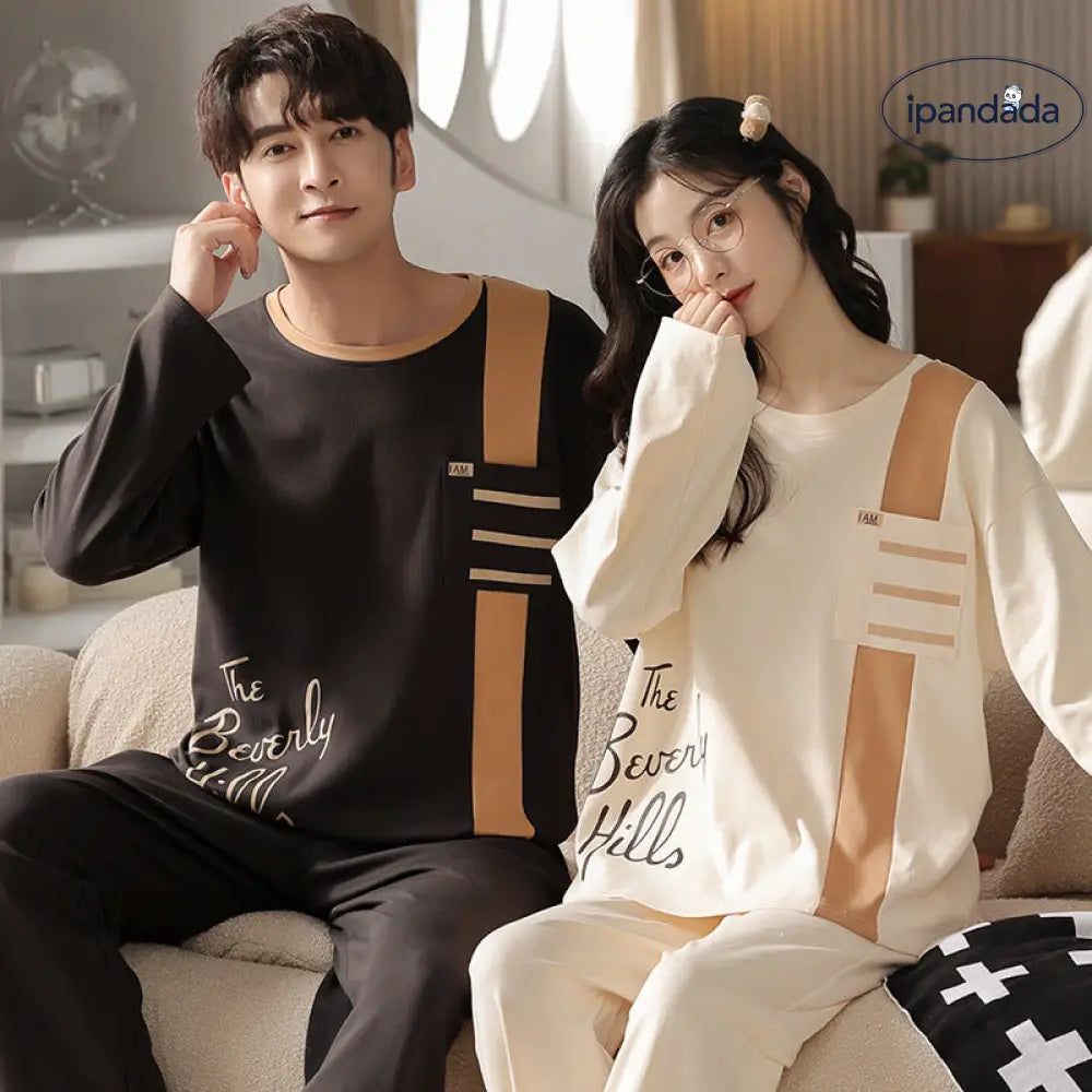 カップル パジャマ 春秋用 綿100% 長袖 プルオーバー 外出可能 男女兼用 家庭用 可愛い カートゥーン 秋冬用 部屋着 ID2195