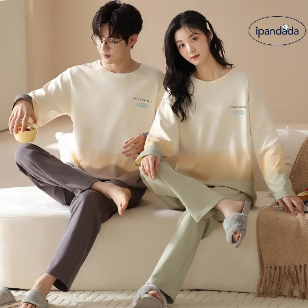 カップル パジャマ 春秋用 綿100% 長袖 プルオーバー 外出可能 男女兼用 家庭用 可愛い カートゥーン 秋冬用 部屋着 ID2195