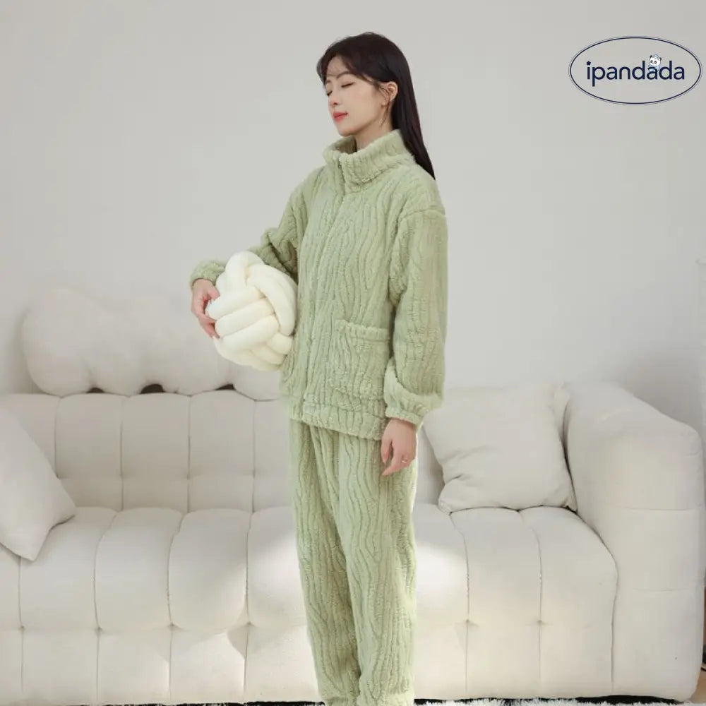 カップル用 パジャマ 冬用 サンゴフリース 男女兼用 カジュアル 大きいサイズ ルームウェア ボア 厚手 フランネル ルームセット ID2342