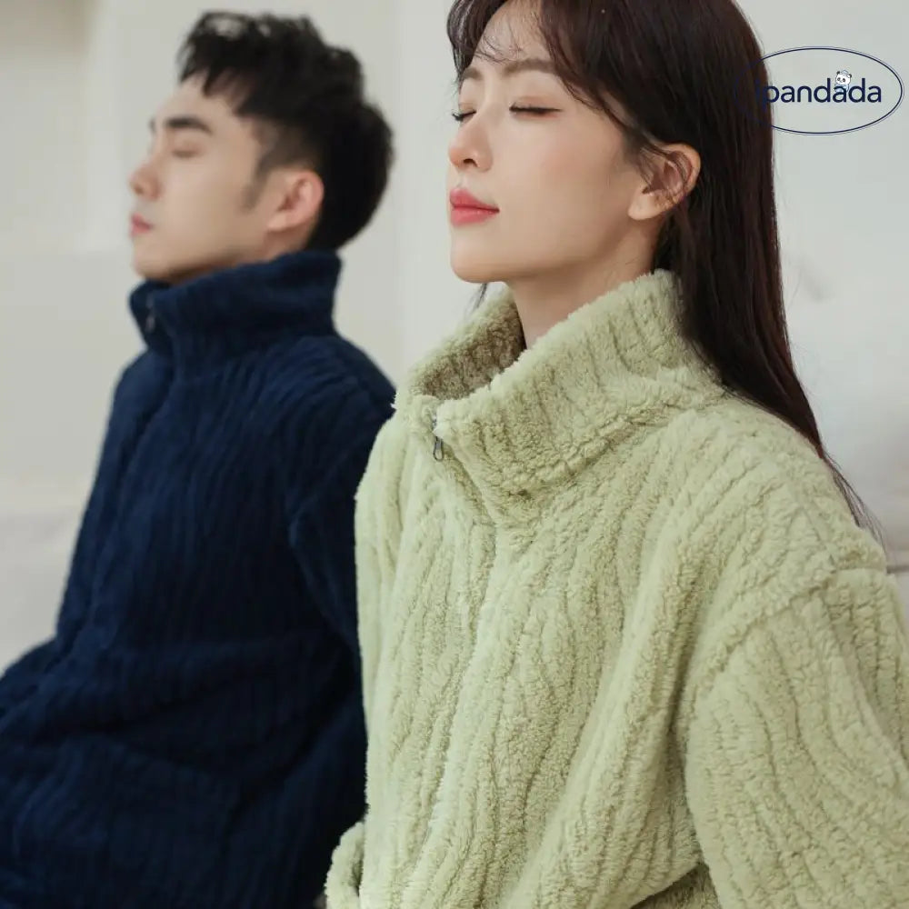 カップル用 パジャマ 冬用 サンゴフリース 男女兼用 カジュアル 大きいサイズ ルームウェア ボア 厚手 フランネル ルームセット ID2342