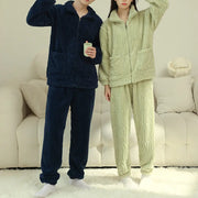 カップル用 パジャマ 冬用 サンゴフリース 男女兼用 カジュアル 大きいサイズ ルームウェア ボア 厚手 フランネル ルームセット ID2342 カップル＞セットアップ