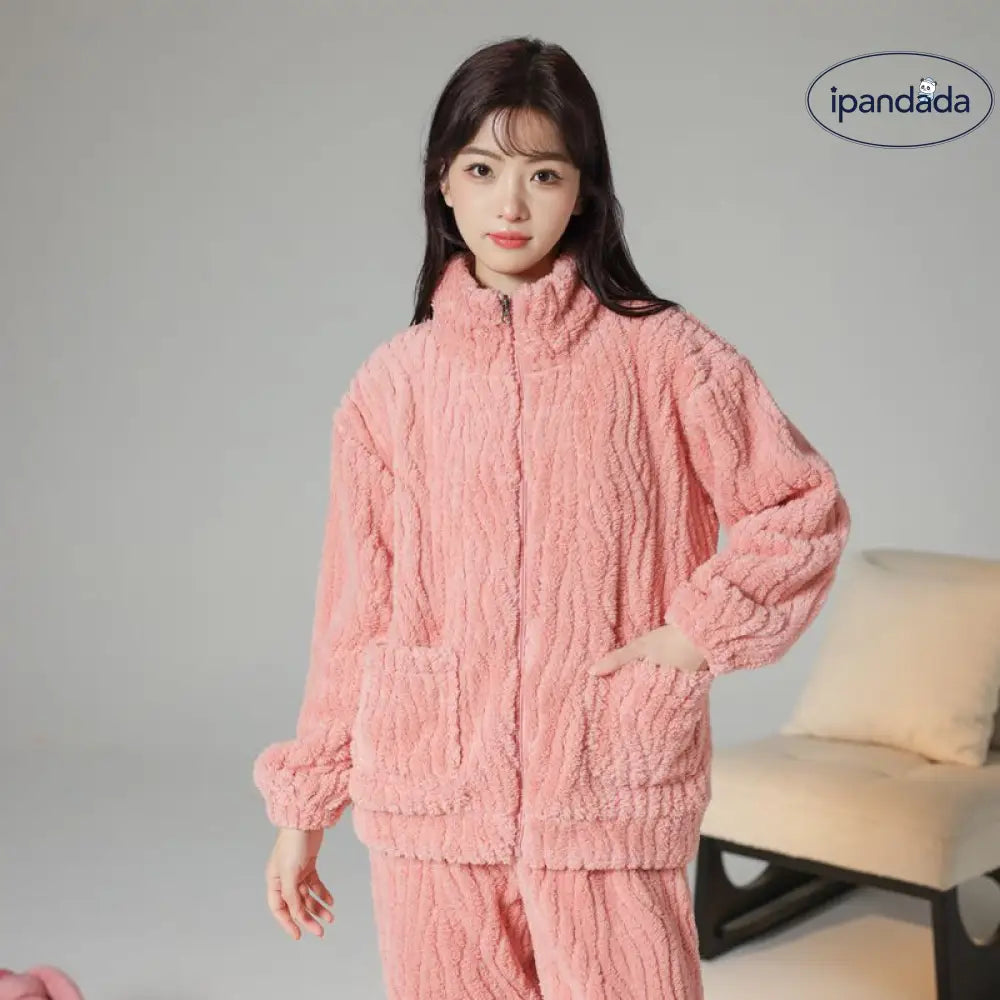 カップル用 パジャマ 冬用 サンゴフリース 男女兼用 カジュアル 大きいサイズ ルームウェア ボア 厚手 フランネル ルームセット ID2342