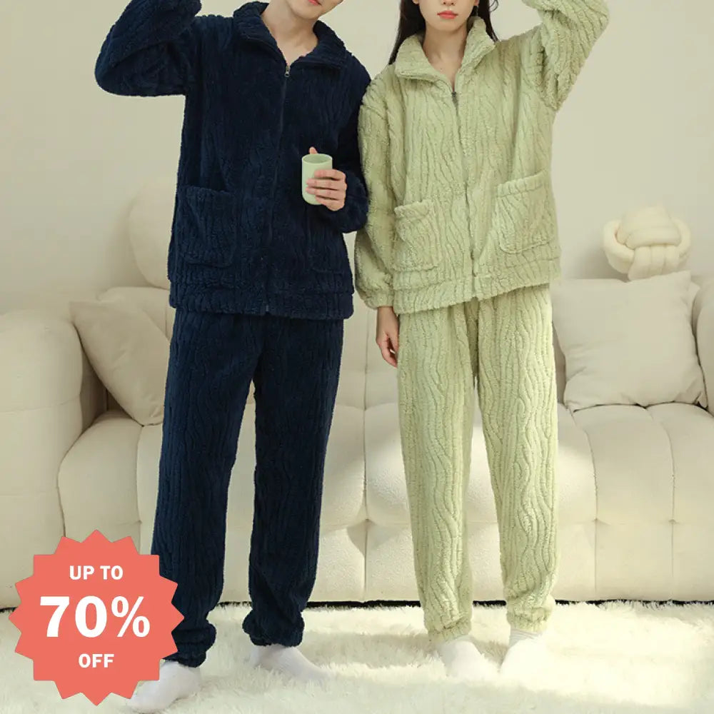 カップル用 パジャマ 冬用 サンゴフリース 男女兼用 カジュアル 大きいサイズ ルームウェア ボア 厚手 フランネル ルームセット ID2342 カップル＞セットアップ