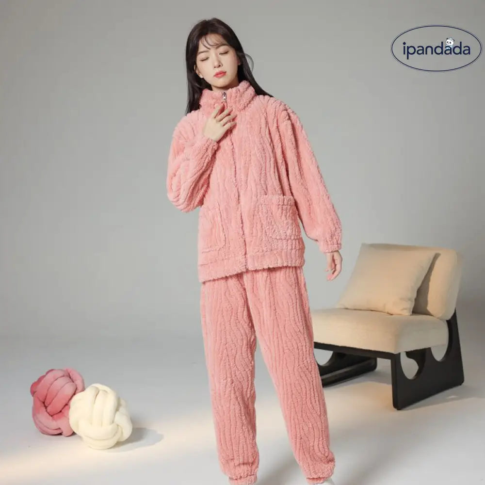 カップル用 パジャマ 冬用 サンゴフリース 男女兼用 カジュアル 大きいサイズ ルームウェア ボア 厚手 フランネル ルームセット ID2342