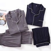 パジャマ メンズ 長袖 前開き ルームウェア パウダーストレッチ 無地 ストライプ テーラー襟 テーラード 父の日 プレゼント 紳士 旦那 メンズ＞セットアップ