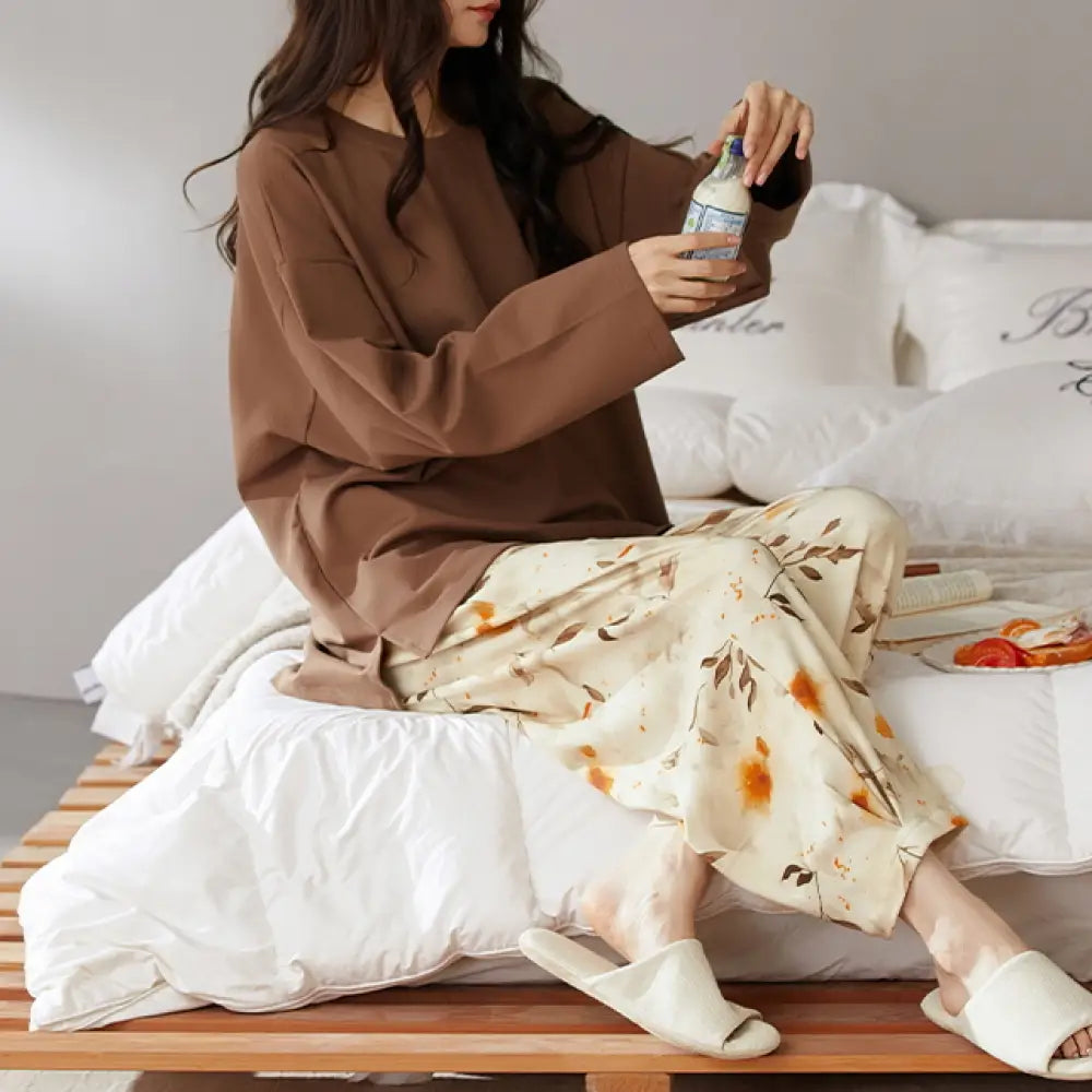 パジャマ レディース 純綿 ルームウエア 可愛い 綿100% 2点セット 高級感 ロングパンツ 長袖 上下セット春秋 部屋着 寝巻きかわいい タイプ2 / M レディース＞セットアップ