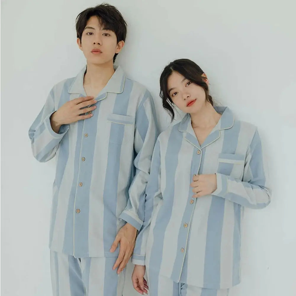 パジャマ上下セット 男女兼用 パジャマ 綿 100% メンズ レディース 冬 かわいい 大人 ルームウエア 長袖 ナイトウェア 上下セット おしゃれ 部屋着 寝間着 可愛い ID2367 ブルー / レディースS