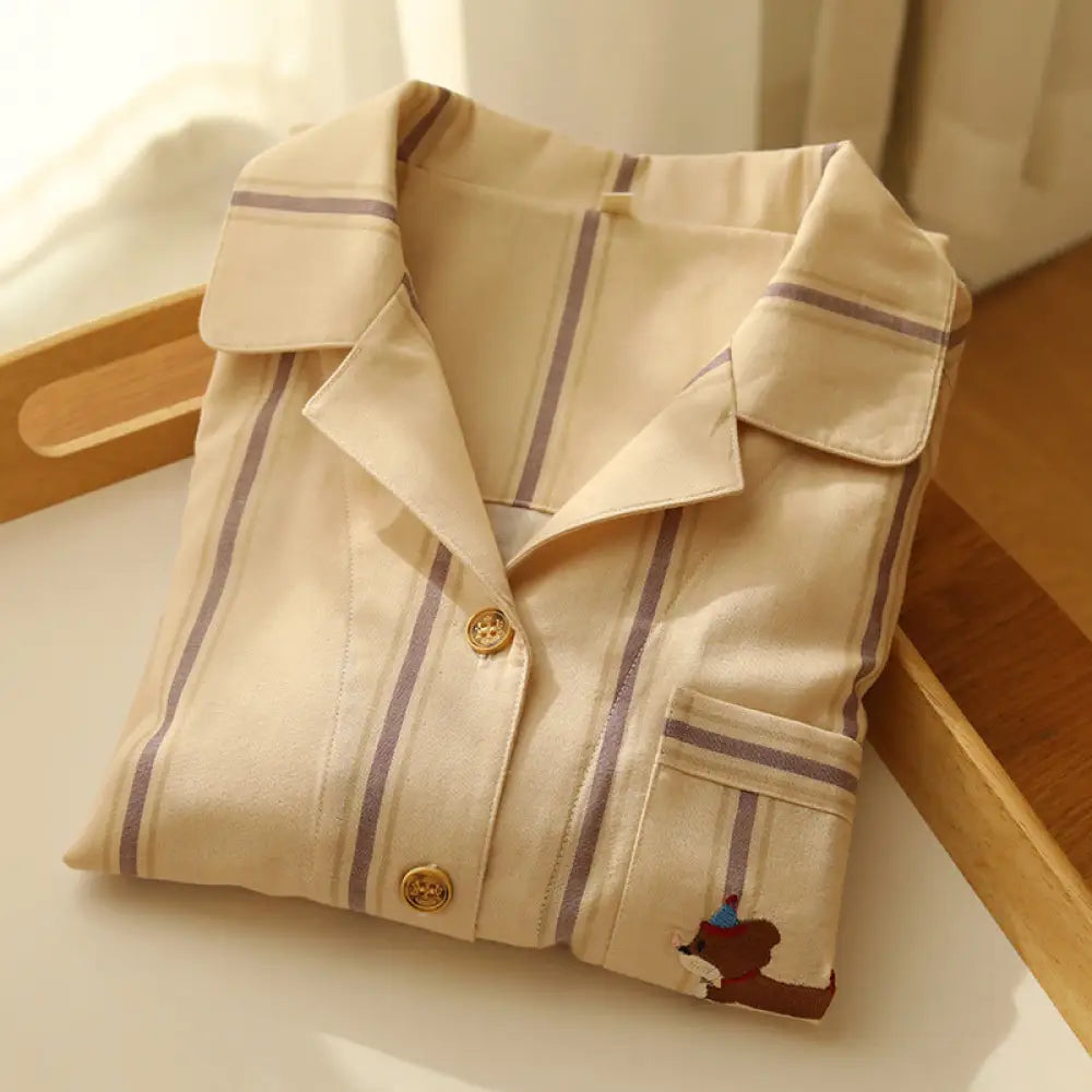 秋の新作 カップルパジャマ 長袖 長ズボン 高級感 綿 コットンガーゼ シンプル カジュアル 家庭用 セットアップ ID2196 男性 コーヒー / M カップル>セットアップ