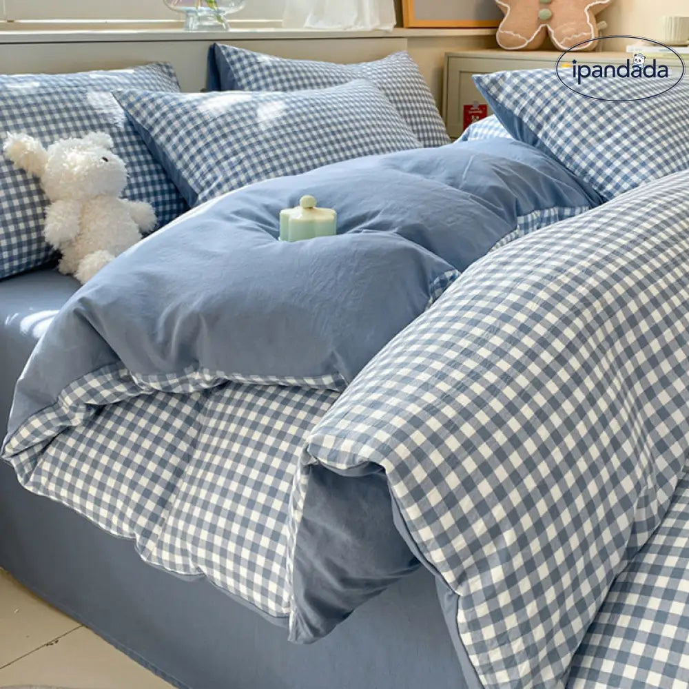 100％コットンドミトリー寝具セット ｜100% ピュア コットン ベッドルーム 4 ピース 厚い ベッド