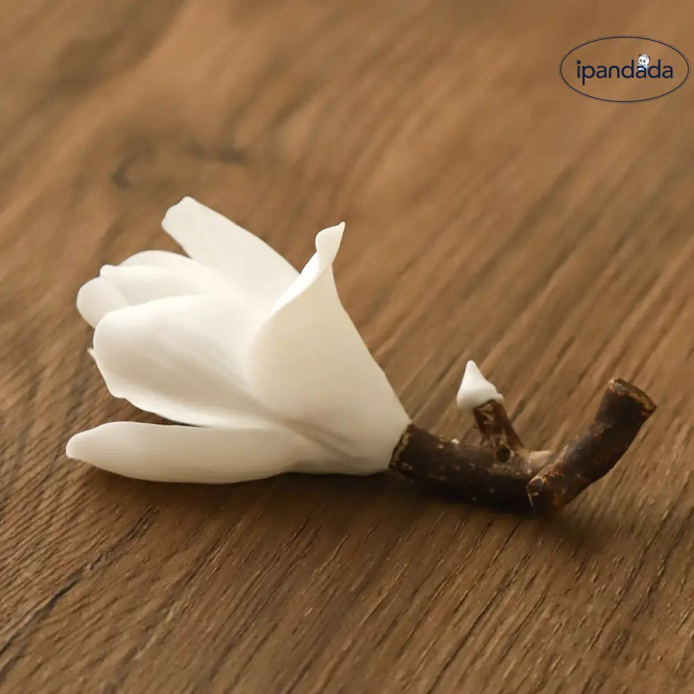 ID914 香炉 手作り陶器 花モチーフ 玉蘭デザイン 線香立て 禅 インテリア サンダルウッド ジンコウ カラーバリエーション（紫/赤/白/黄） 白玉蘭（単品） 寝具＞フレグランス