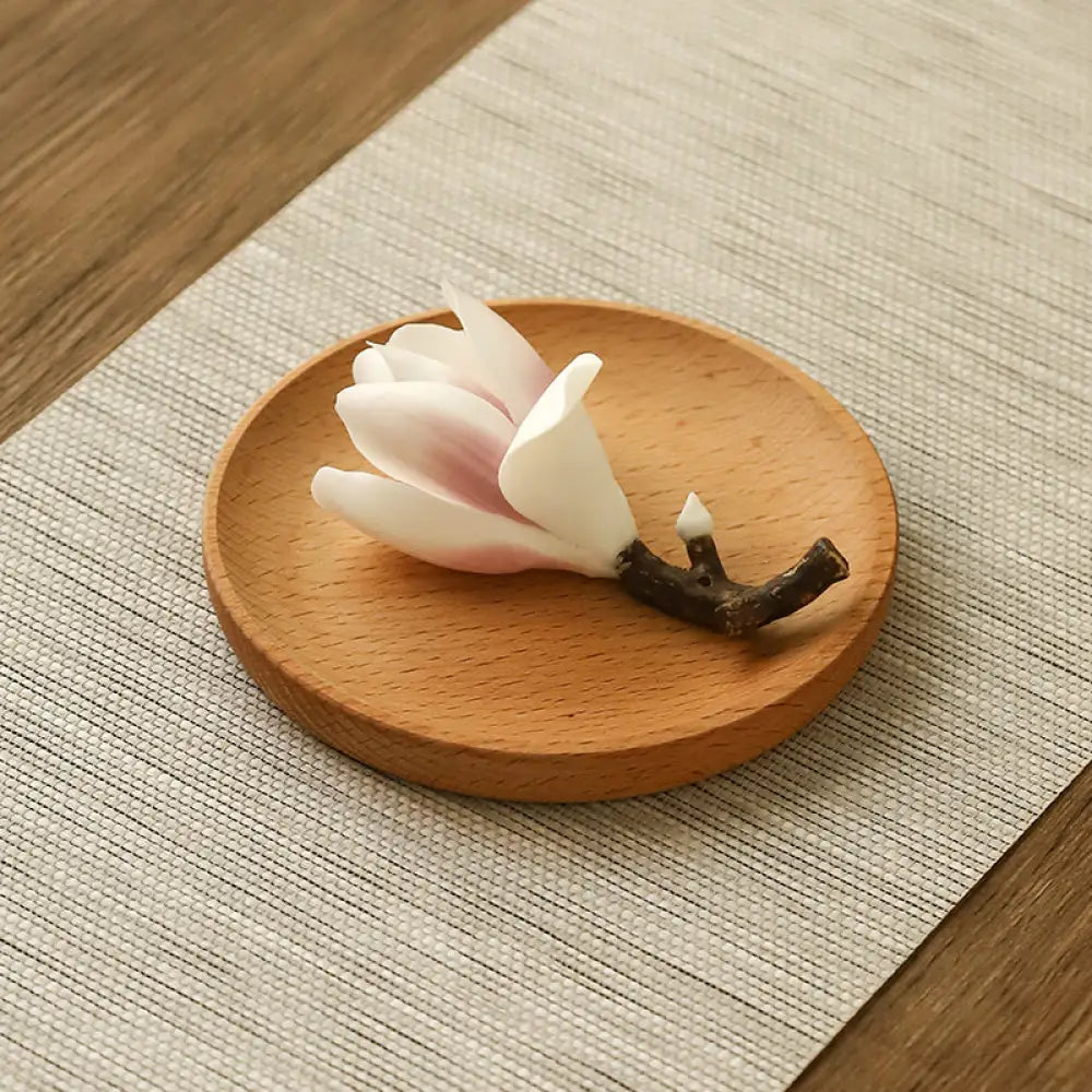 敬老の日 香炉 手作り陶器 花モチーフ 玉蘭デザイン 線香立て 禅