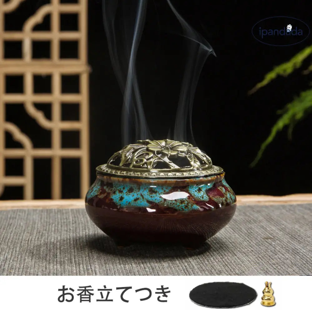 ID908 香炉 陶器 お香立てコーン お香コーン お香立て おこうたて アロマポット 陶磁器 香炉陶器 お香たて お香立て付 お香立て かわいい お香 スタンド 線香立て アロマ お香 アジアン 和風 癒し リラックス 香り 皿