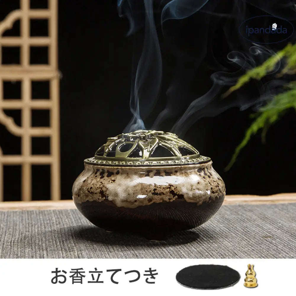 ID908 香炉 陶器 お香立てコーン お香コーン お香立て おこうたて アロマポット 陶磁器 香炉陶器 お香たて お香立て付 お香立て かわいい お香 スタンド 線香立て アロマ お香 アジアン 和風 癒し リラックス 香り 皿
