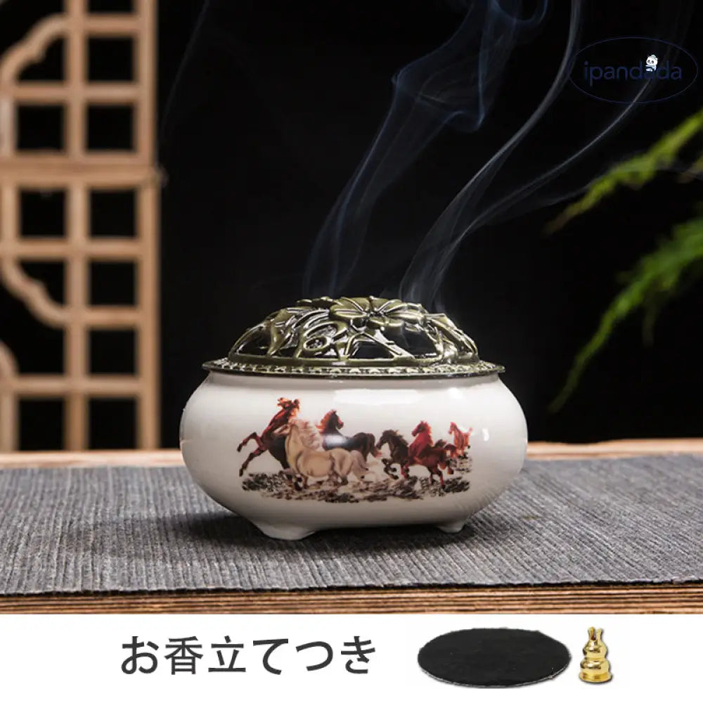 ID908 香炉 陶器 お香立てコーン お香コーン お香立て おこうたて アロマポット 陶磁器 香炉陶器 お香たて お香立て付 お香立て かわいい お香 スタンド 線香立て アロマ お香 アジアン 和風 癒し リラックス 香り 皿